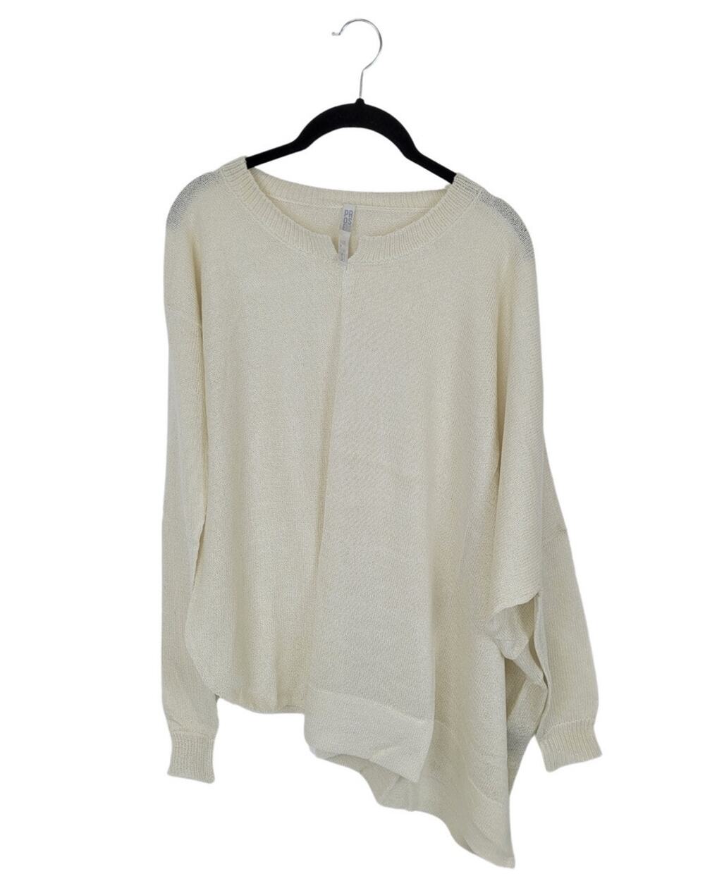 Prose IV Off White Oversized Asymmetrical Sweater - S